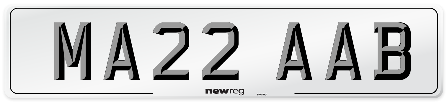 MA22 AAB Number Plate from New Reg